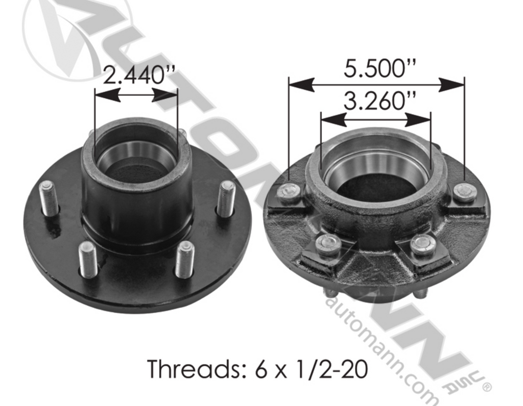 150.H655- Idler Hub 5;200 - 6;000 lb Axle - Nick's Truck Parts