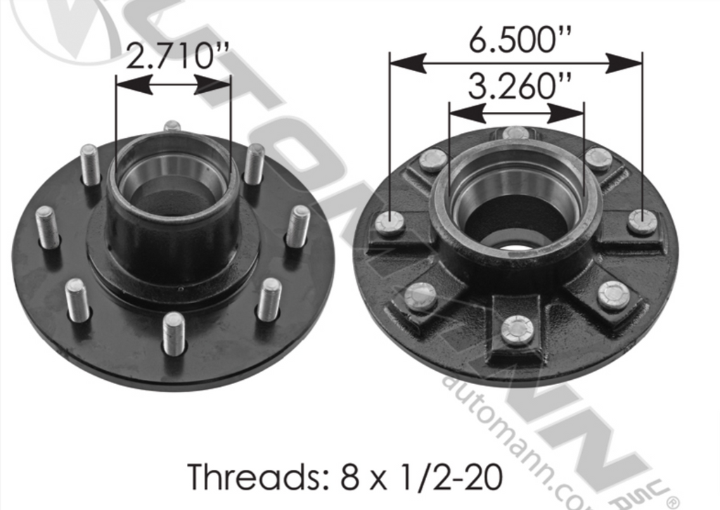 150.H865- Idler Hub 7;000 lb Axle - Nick's Truck Parts