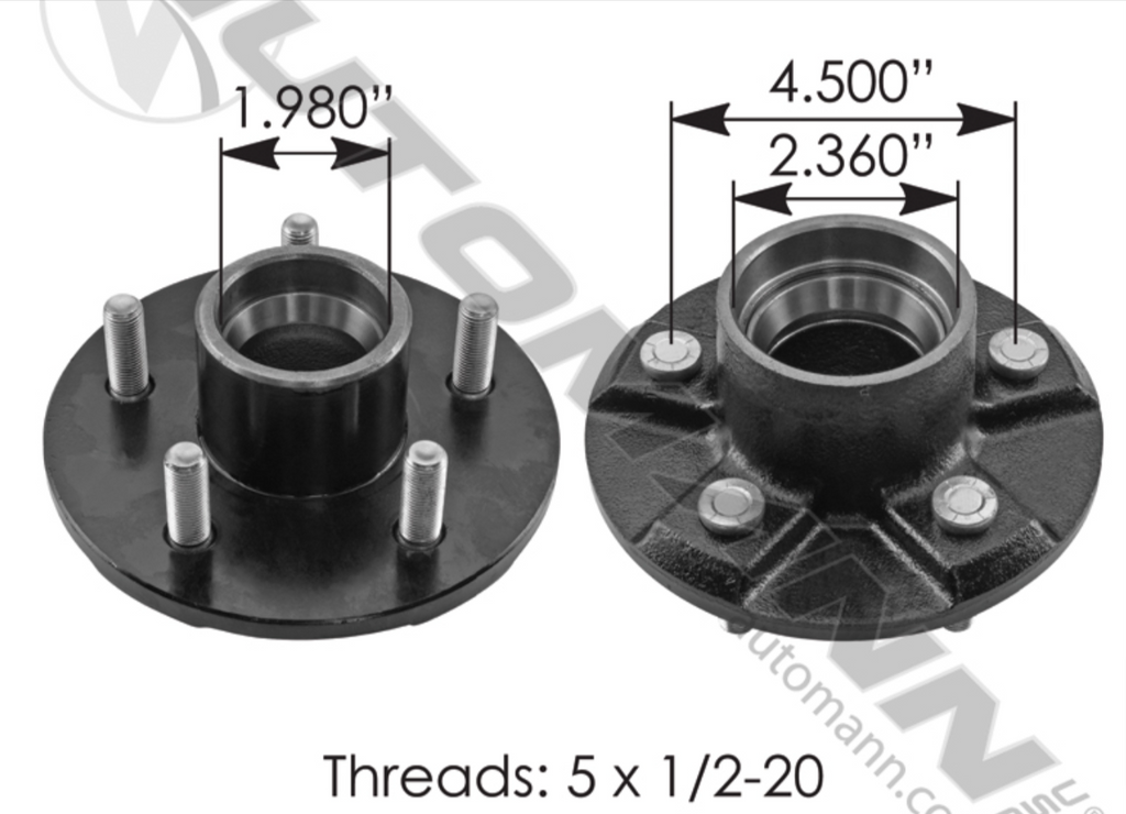 150.U5450- Idler Hub 3;500 lb Axle - Nick's Truck Parts
