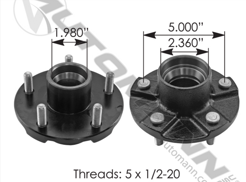 150.U5500 - Idler Hub 3;500 lb Axle - Nick's Truck Parts