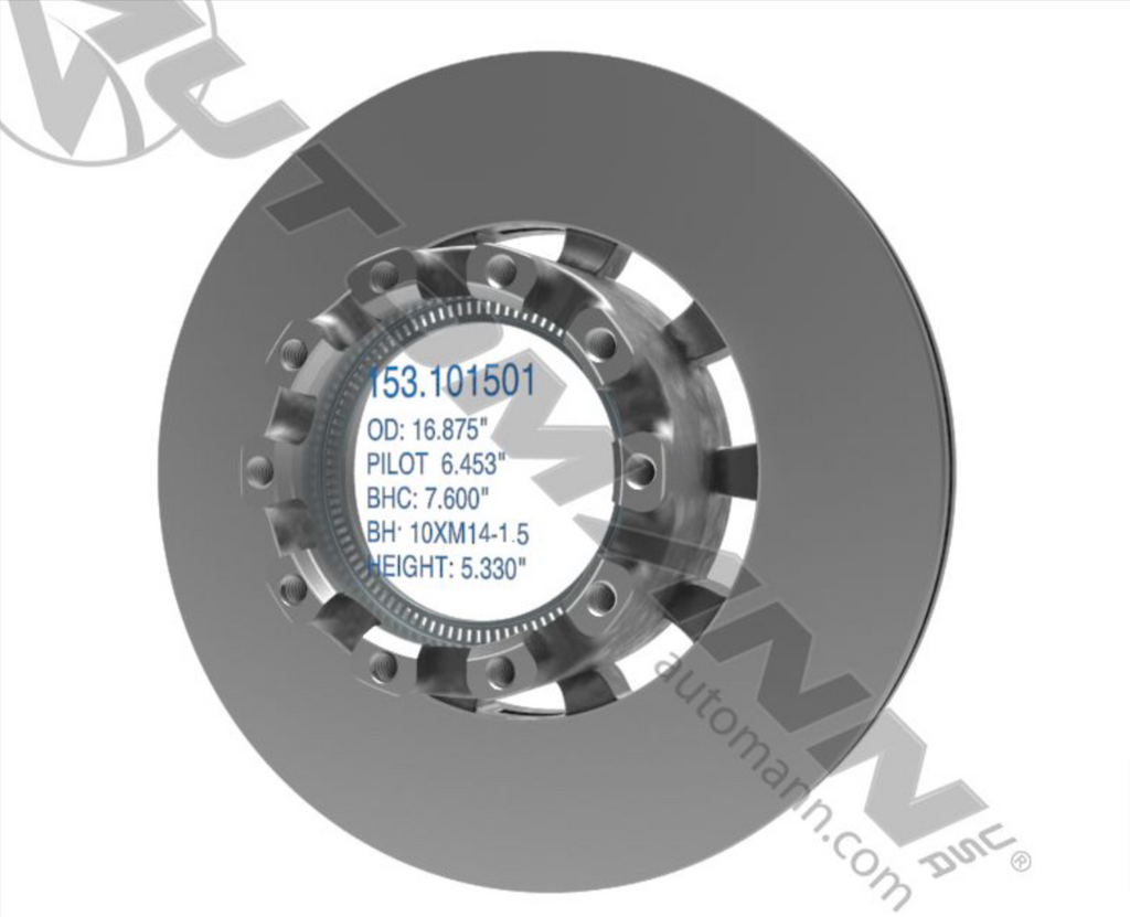153.101501 - Air Disc Brake Rotor 16.875in - Nick's Truck Parts
