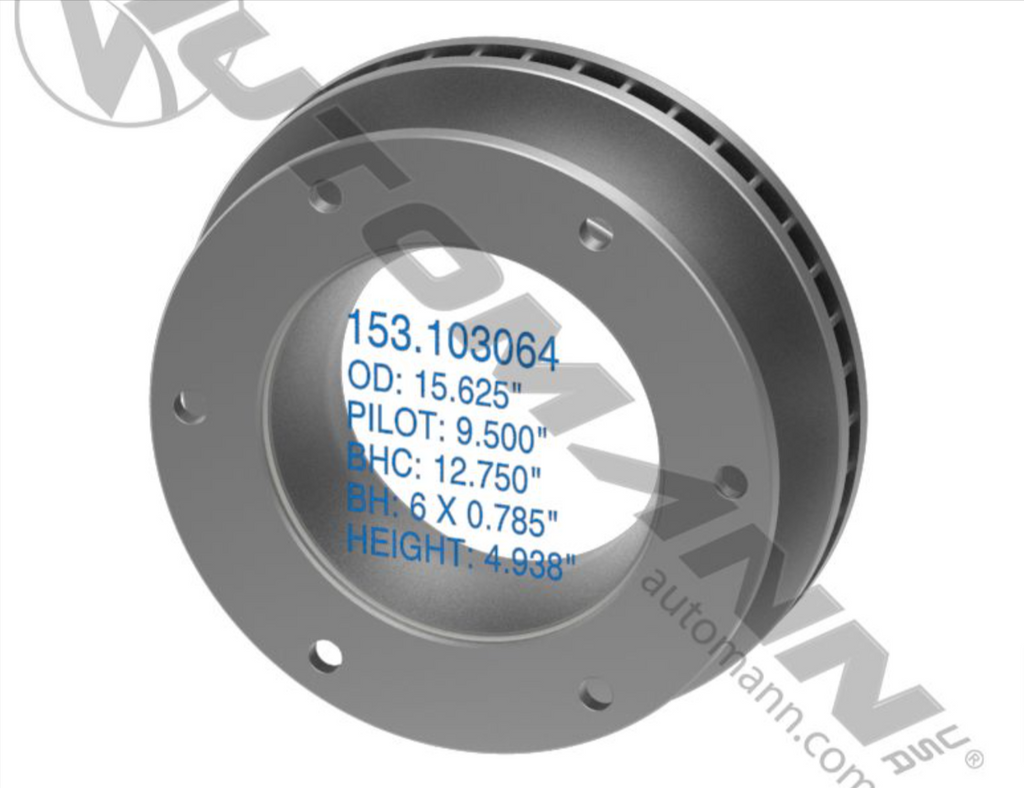 153.103064- Air/Hydraulic Disc Rotor 15.620in - Nick's Truck Parts