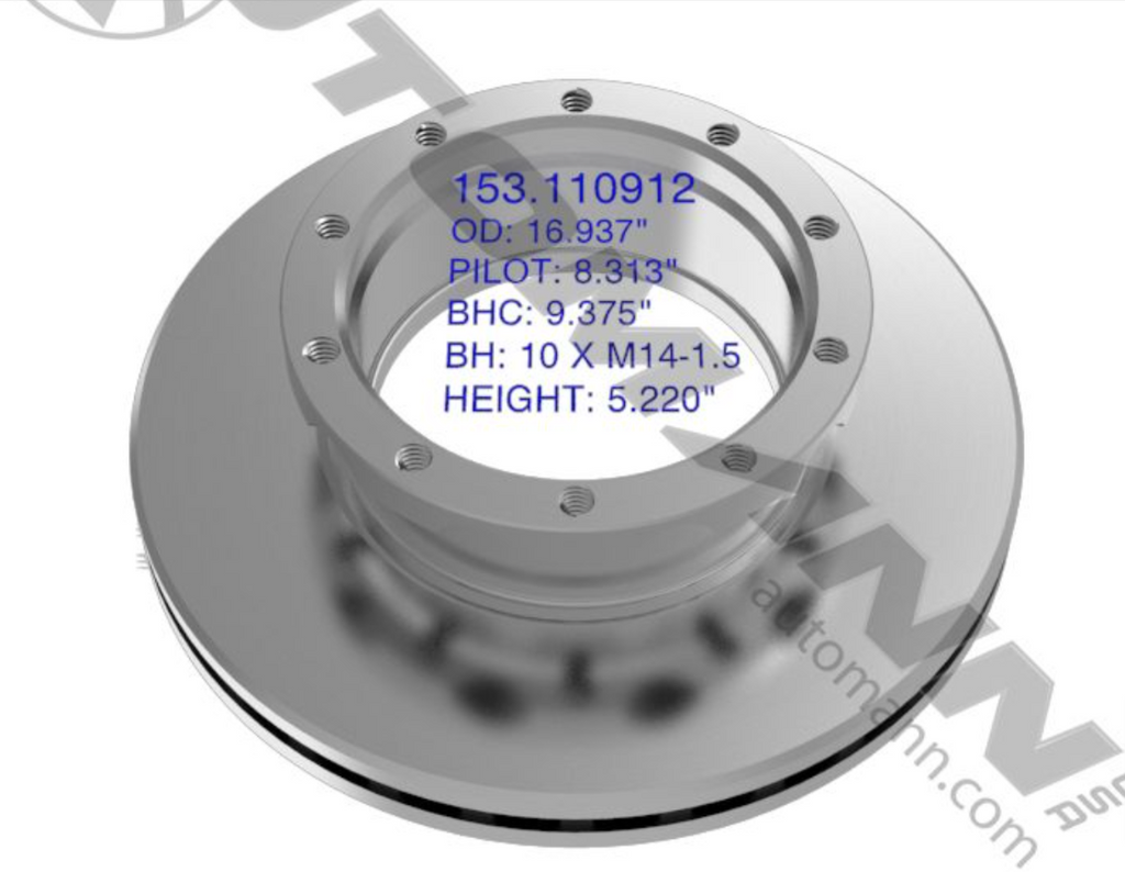 153.110912 - Air Disc Rotor - Nick's Truck Parts