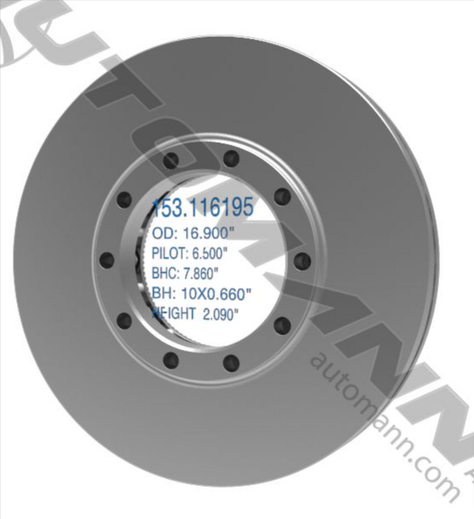 153.116195 - Air Disc Rotor 16.900in - Nick's Truck Parts