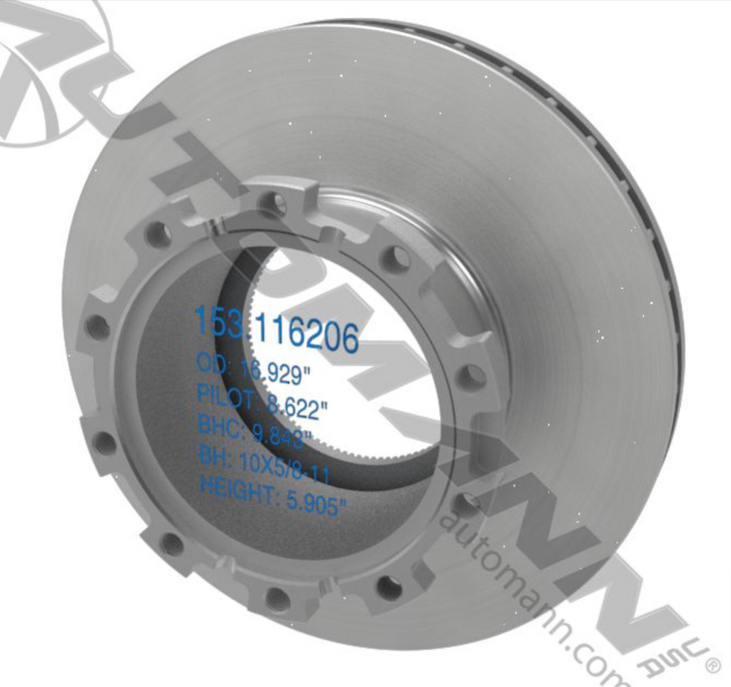 153.116206- Air Disc Rotor 16.929in - Nick's Truck Parts
