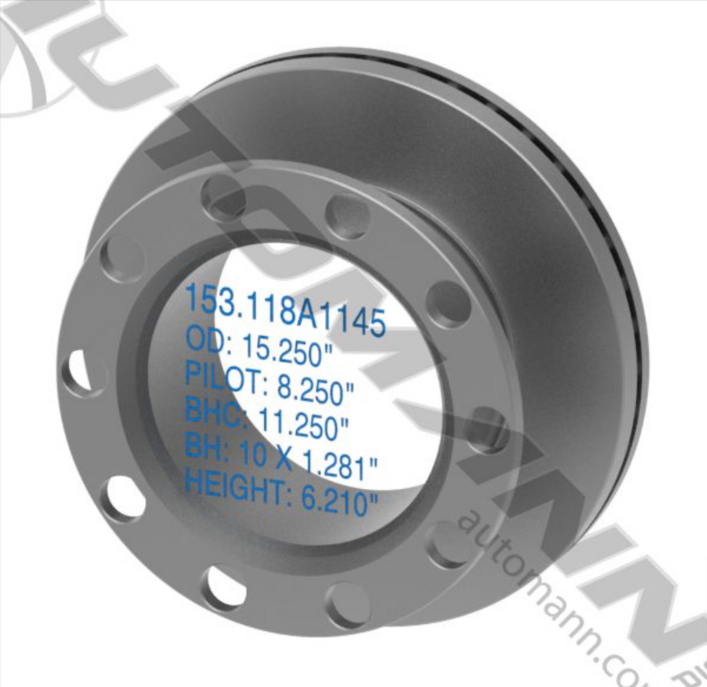 153.118A1145- Air Disc Rotor 15.250in - Nick's Truck Parts