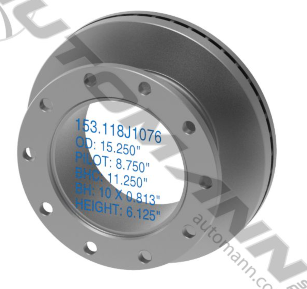 153.118J1076 - Air Disc Rotor 15.250in - Nick's Truck Parts
