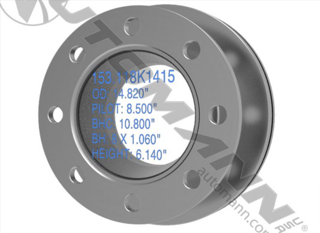 153.118K1415 - Air Disc Rotor 14.820in - Nick's Truck Parts