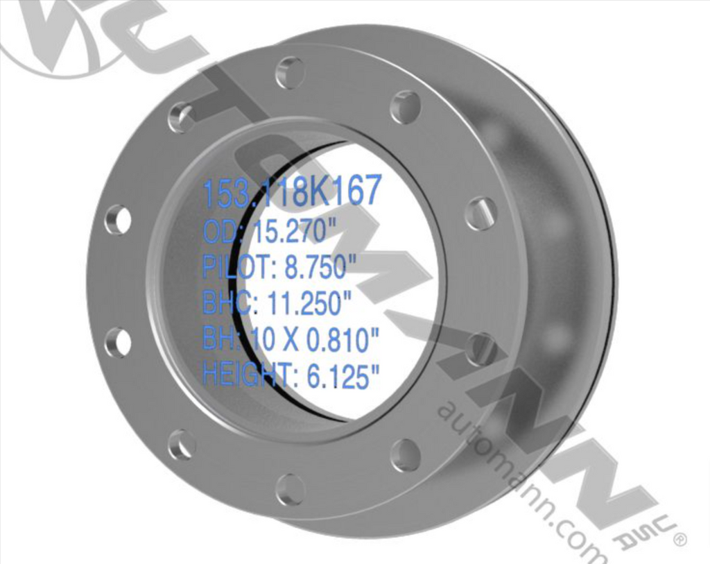 153.118K167 - Air Disc Rotor 15.270in - Nick's Truck Parts