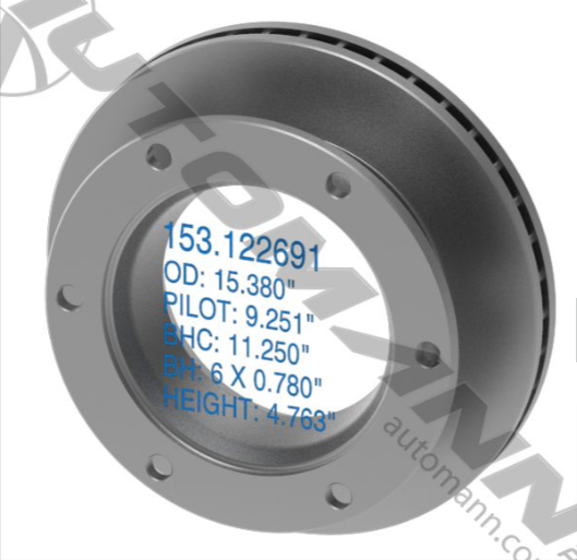 153.122691 -Hydraulic Disc Rotor 15.380in - Nick's Truck Parts