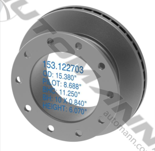 153.122703- Hydraulic Disc Rotor 15.380in - Nick's Truck Parts