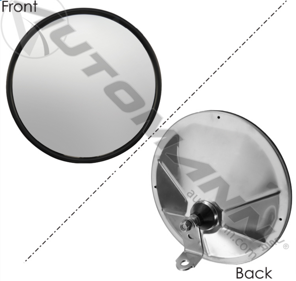 563.9134 - Convex Mirror w/Bracket 8.5in Offset SS - Nick's Truck Parts
