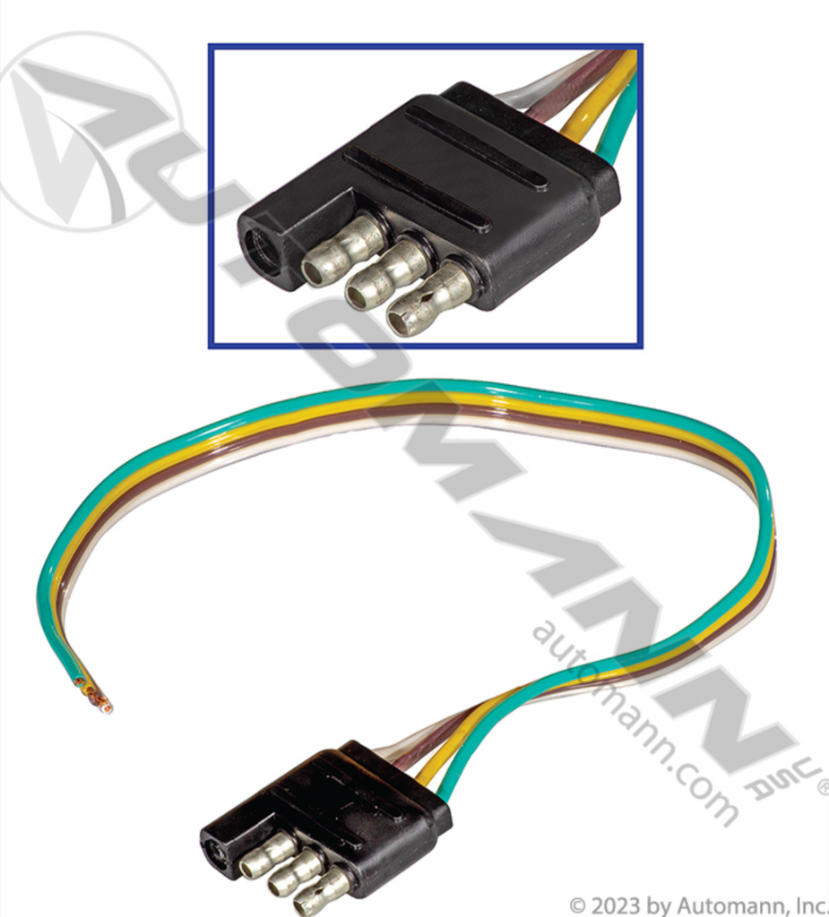 571.PT1604WIRE-12- 4-Way Flat Connector - Trailer End 12in - Nick's Truck Parts