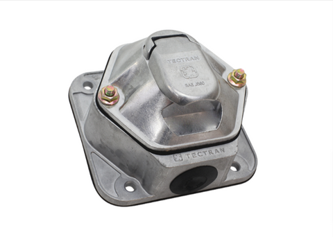 670-72004- Tectran 7-Way Socket on Metal Nosebox w/o Breakers - Nick's Truck Parts