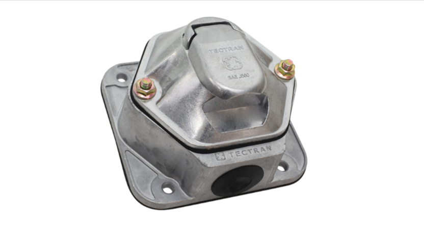 670-72154- Tectran 7-Way Socket on Metal Nosebox w/o Breakers - Nick's Truck Parts