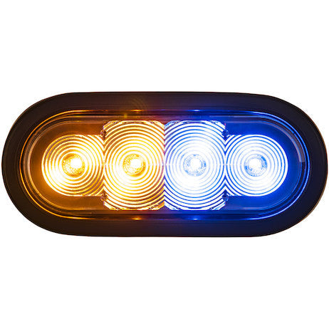 SL62AB- Buyers 6 Inch LED Oval Strobe Light With Amber/Blue LEDs And Clear Lens - Nick's Truck Parts