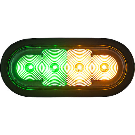 SL62AG- Buyers 6 Inch LED Oval Strobe Light With Amber/Green LEDs And Clear Lens - Nick's Truck Parts