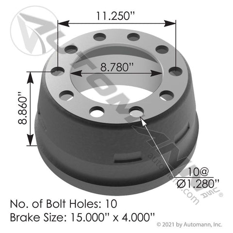 151.5401BATR - Brake Drum 15.000in X 4.000in - Nick's Truck Parts