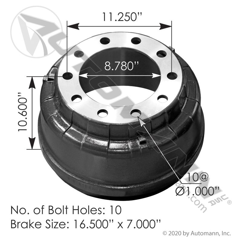 151.6700BAWE - Brake Drum 16.500in X 7.000in - Nick's Truck Parts