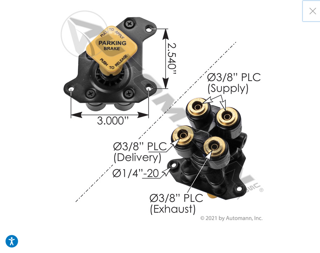 170.065661 - PPDC Type Dash Control Valve - Nick's Truck Parts