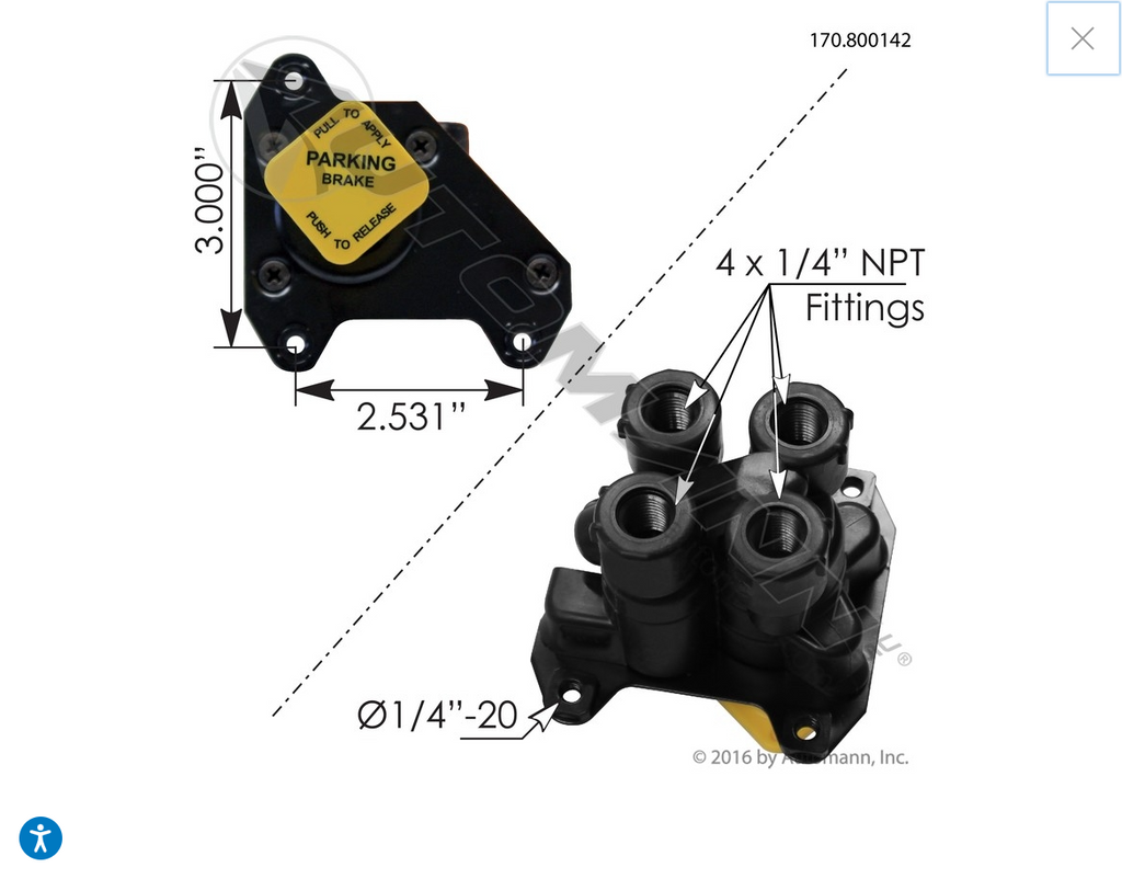 170.800142 - PPDC Type Dash Control Valve - Nick's Truck Parts