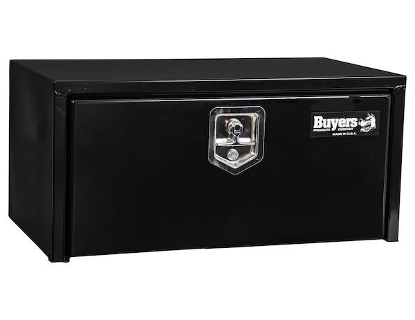 1703304- 14x16x30 Inch Black Steel Underbody Truck Box With Built-In Shelf - Nicks Truck Parts