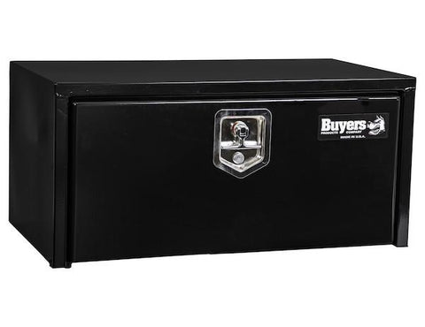 1703304- 14x16x30 Inch Black Steel Underbody Truck Box With Built-In Shelf - Nicks Truck Parts