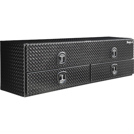 Buyers- 1721678- 21x18x72 Inch Gloss Black Diamond Tread Aluminum Heavy-Duty Flatbed Contractor With Lower Drawers - Nicks Truck Parts