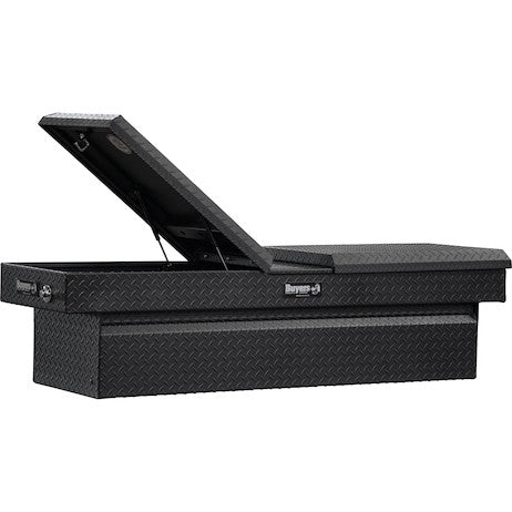 1722413- 23x20x71 Inch Textured Matte Black Diamond Tread Aluminum Gull Wing Truck Box - Nicks Truck Parts
