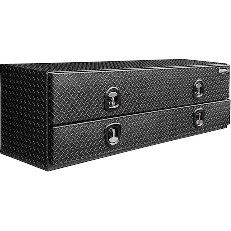 Buyers- 1722578- 21x18x72 Inch Textured Matte Black Diamond Tread Aluminum Flatbed Contractor With Lower Door - Nicks Truck Parts