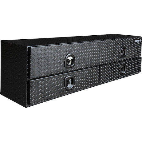 Buyers- 1722678- 21x18x72 Inch Textured Matte Black Diamond Tread Aluminum Heavy-Duty Flatbed Contractor With Lower Drawers - Nicks Truck Parts