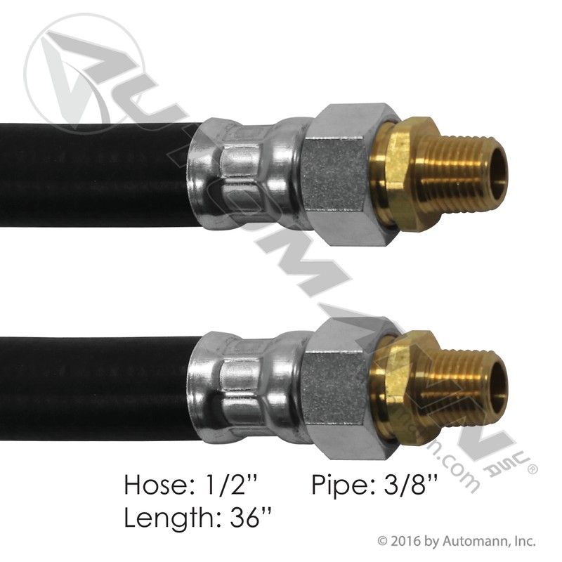 177.73836- Air Hose Assy 1/2in 3/8in Swivels-36in L - Nick's Truck Parts