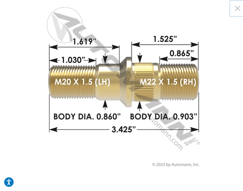 201.7035L- Double Ended Stud LH - Nick's Truck Parts