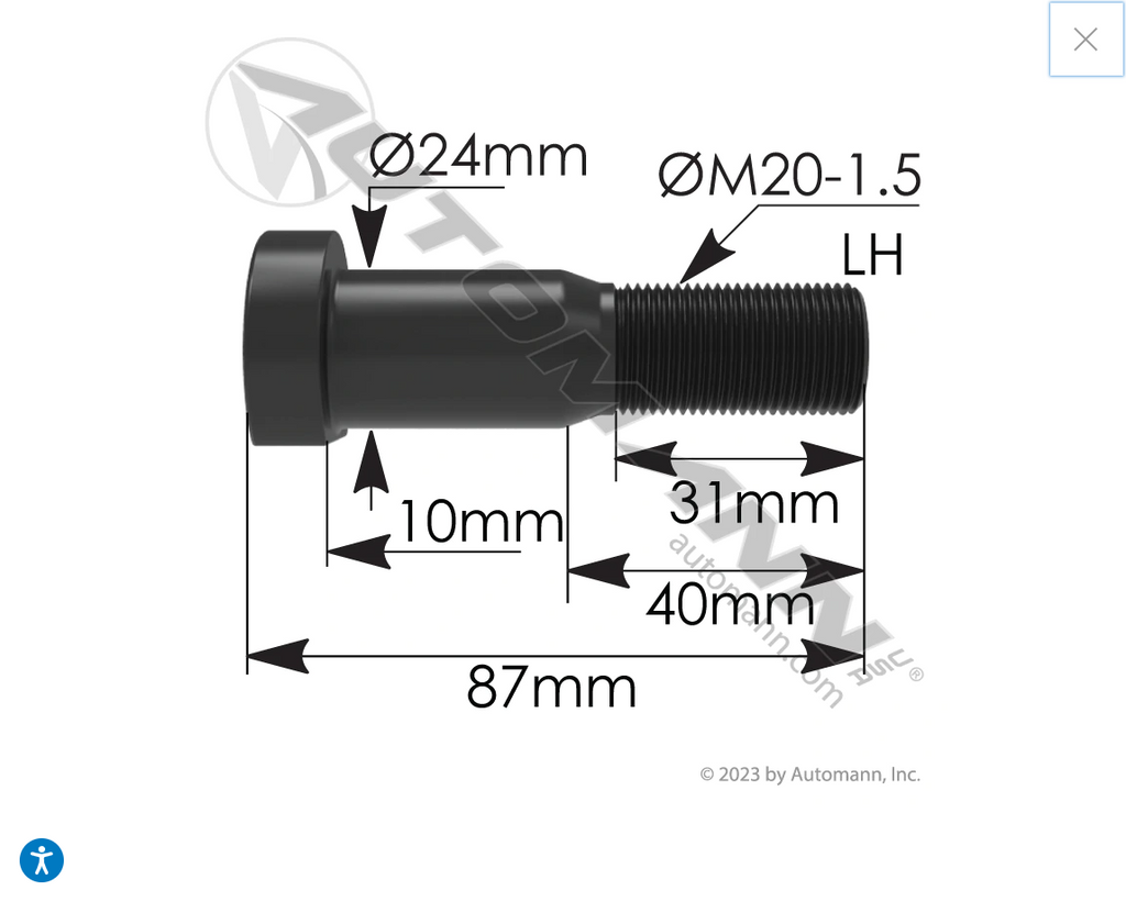 201.6098L- Wheel Stud - Nick's Truck Parts