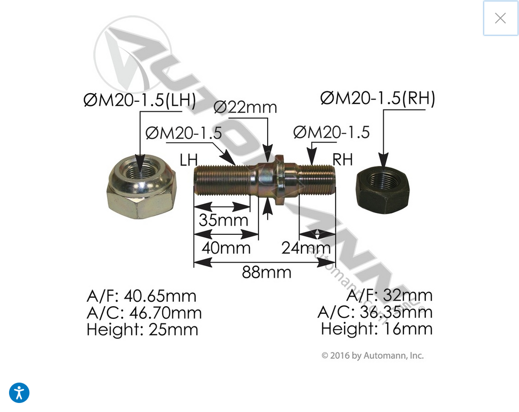 201.7051K - Hino Wheel Bolt Kit RH - Nick's Truck Parts