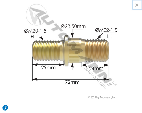201.7054L- Double Ended Stud LH - Nick's Truck Parts