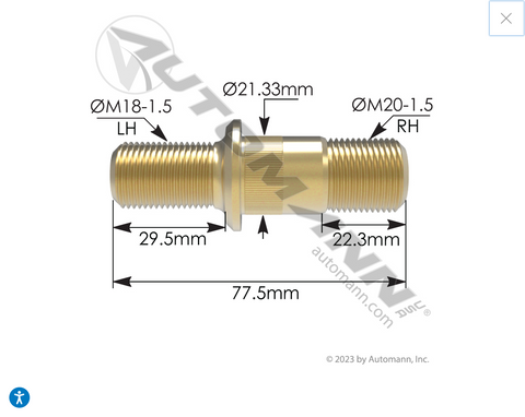 201.7057L- Double Ended Stud LH - Nick's Truck Parts