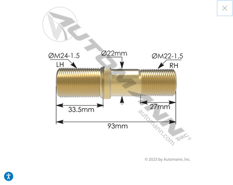 201.7058L- Double Ended Stud LH - Nick's Truck Parts