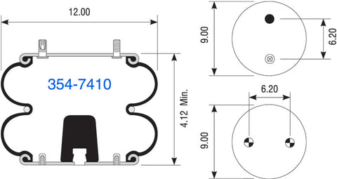 354-7410- Double Convoluted Air Spring - Nick's Truck Parts