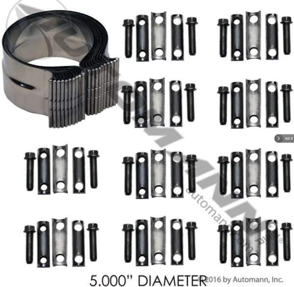 562.U3105SSBK-Exhaust Band Clamp Preformed 5in S.Steel, (product_type), (product_vendor) - Nick's Truck Parts