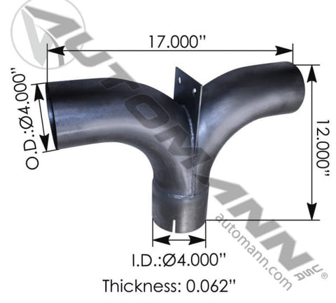 562.U44STA-Exhaust Splitter Tee 4in, (product_type), (product_vendor) - Nick's Truck Parts