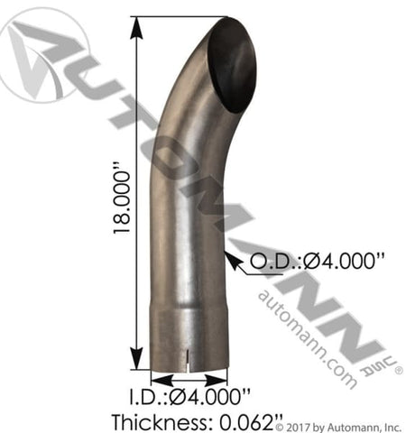 562.U5418A-Aluminized Stack 18in Length 4in ID, (product_type), (product_vendor) - Nick's Truck Parts