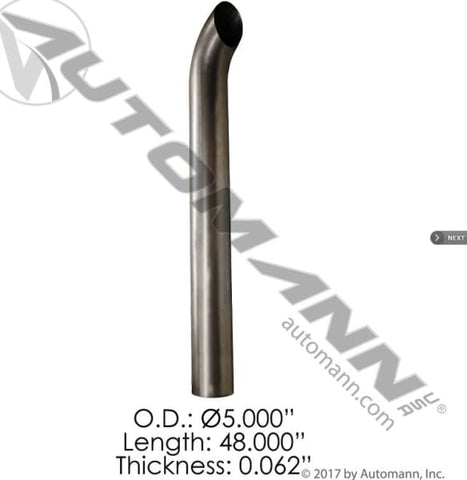 562.U5548SA-Exhaust Stack 5in OD 48in L ALZ, (product_type), (product_vendor) - Nick's Truck Parts