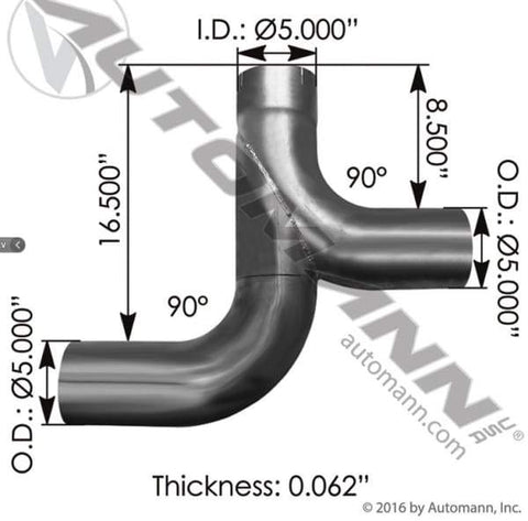 562.U5912975A-Exhaust Y-Pipe ALZ Kenworth, (product_type), (product_vendor) - Nick's Truck Parts