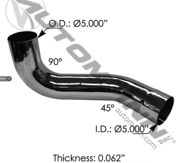 562.U5914764RCExhaust Elbow Chrome RH Kenworth Nick's Truck Parts
