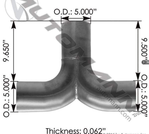562.U5918613A-Exhaust Y-Pipe ALZ Kenworth, (product_type), (product_vendor) - Nick's Truck Parts