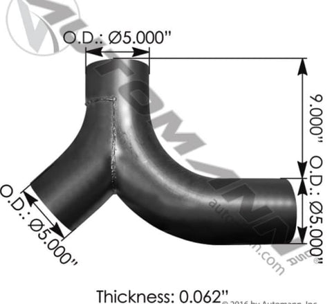 562.U597528A-Exhaust Y-Pipe ALZ Kenworth, (product_type), (product_vendor) - Nick's Truck Parts