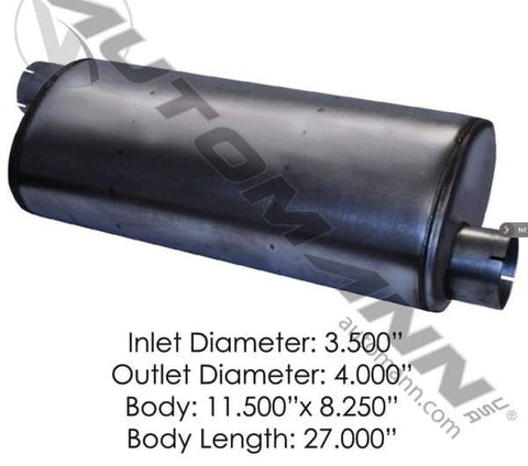 562.U6354825115-Muffler 3.5in Inlet 4in Outlet Oval Body, (product_type), (product_vendor) - Nick's Truck Parts