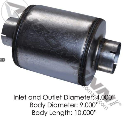 562.U64091-Resonator 4in Inlet/Outlet 9in Body, (product_type), (product_vendor) - Nick's Truck Parts
