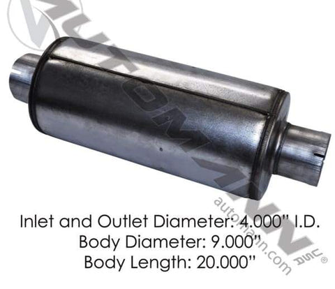 562.U64092-Muffler 4in Inlet/Outlet 9in Body, (product_type), (product_vendor) - Nick's Truck Parts